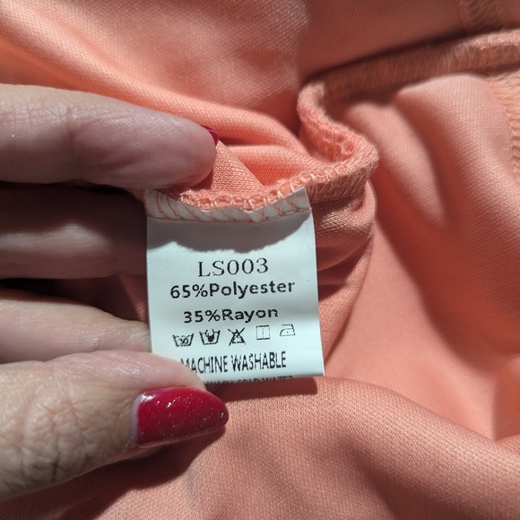 LILLUSORY Womens Front Wrap Short Sleeve Ruched T Shirt Dress Peach Coral Small - Picture 11 of 11